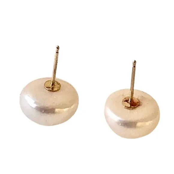 Mabe Pearl Stud Earrings Gold Posts